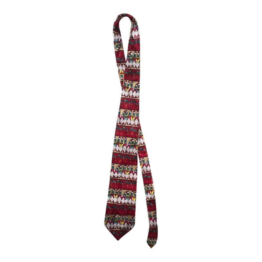 Tabasco Novelty Silk Neck Tie Caroling Holiday Bottles EUC